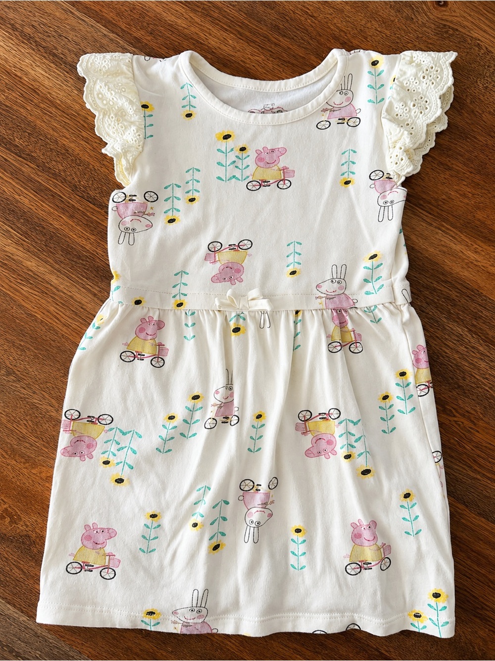 Peppa Pig Girls 2T Dress Rebecca Rabbit Floral Eyelet Flutter Sleeve